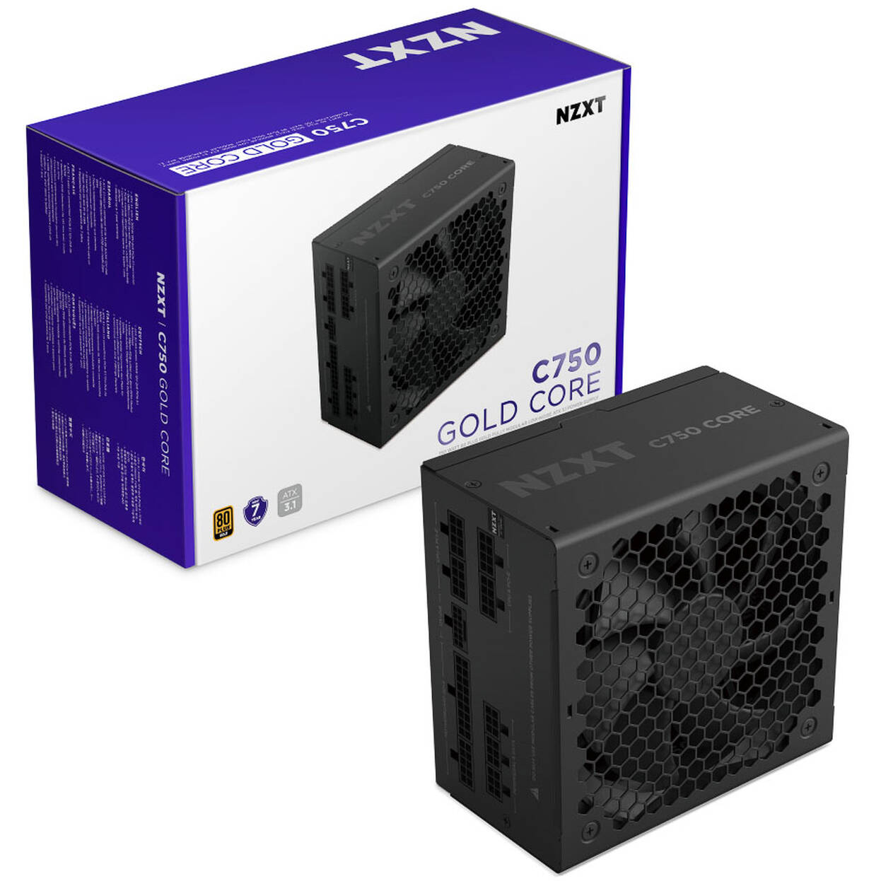 NZXT C750 Core 80 PLUS Gold Power Supply - 750 watts, black