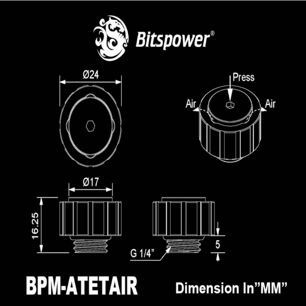 Bitspower Artemis manual air vent G1/4 inch male thread - Sandblast Silver : image 2