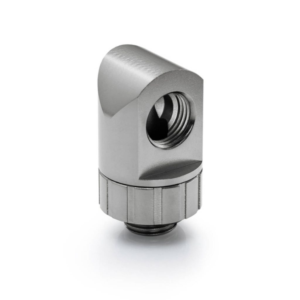 Bitspower Artemis 90 Degree Fitting - rotary, platinum grey : image 1