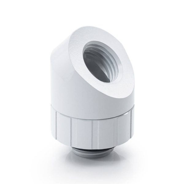 Bitspower Artemis 45 Degree Fitting – rotary, arctic white
