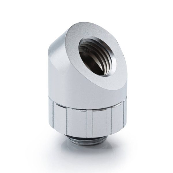 Bitspower Artemis 45 Degree Fitting – rotary, sandblast silver