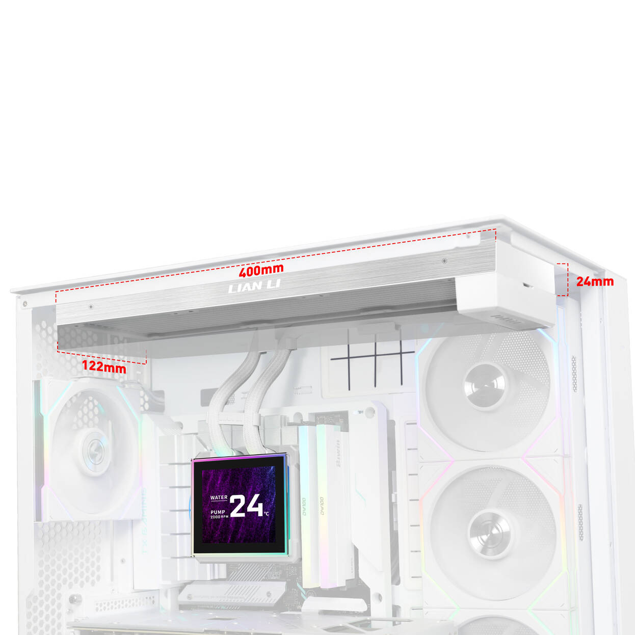 Lian Li HydroShift II LCD-S 360N AiO Water Cooling, RGB, LCD Display - without fans, 360mm, white