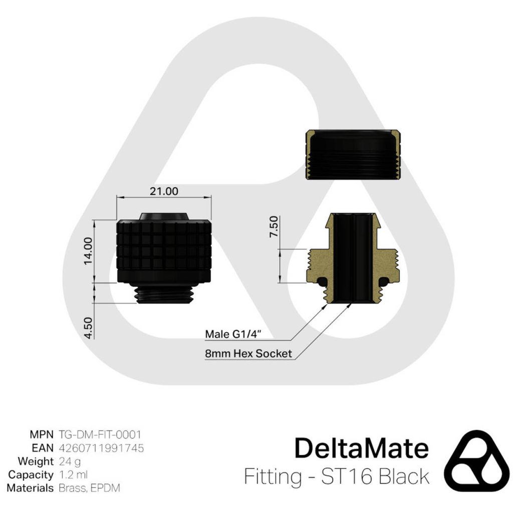 Thermal Grizzly DeltaMate Fitting - ST16, black : image 3