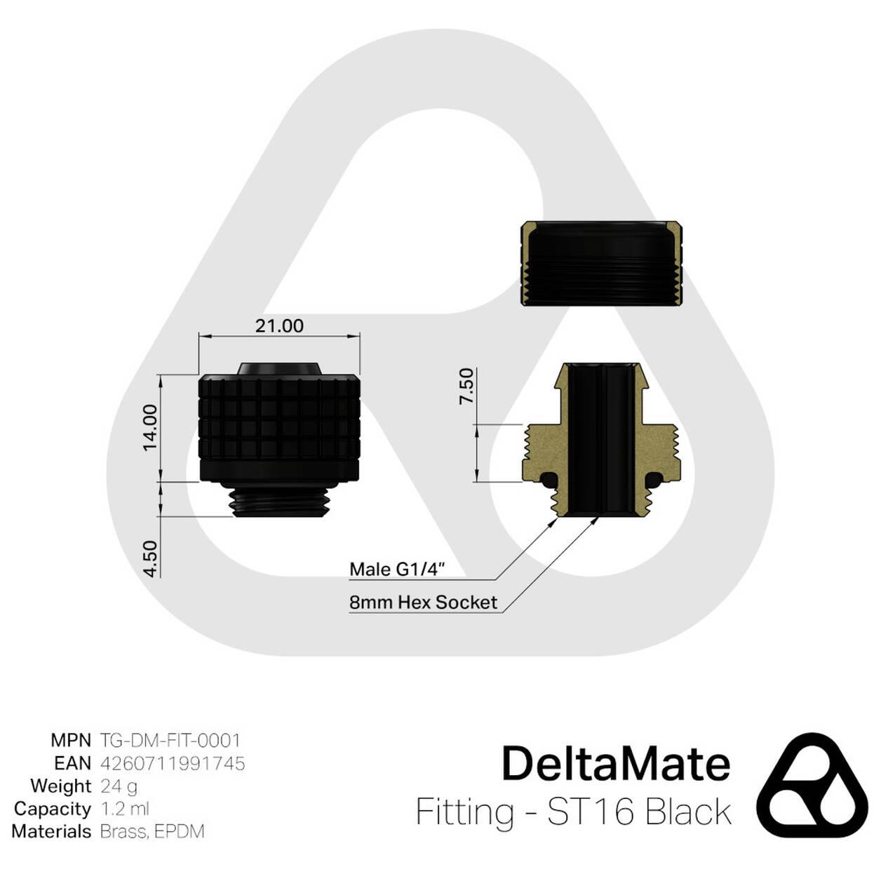 Thermal Grizzly DeltaMate Fitting - ST16, black : image 3