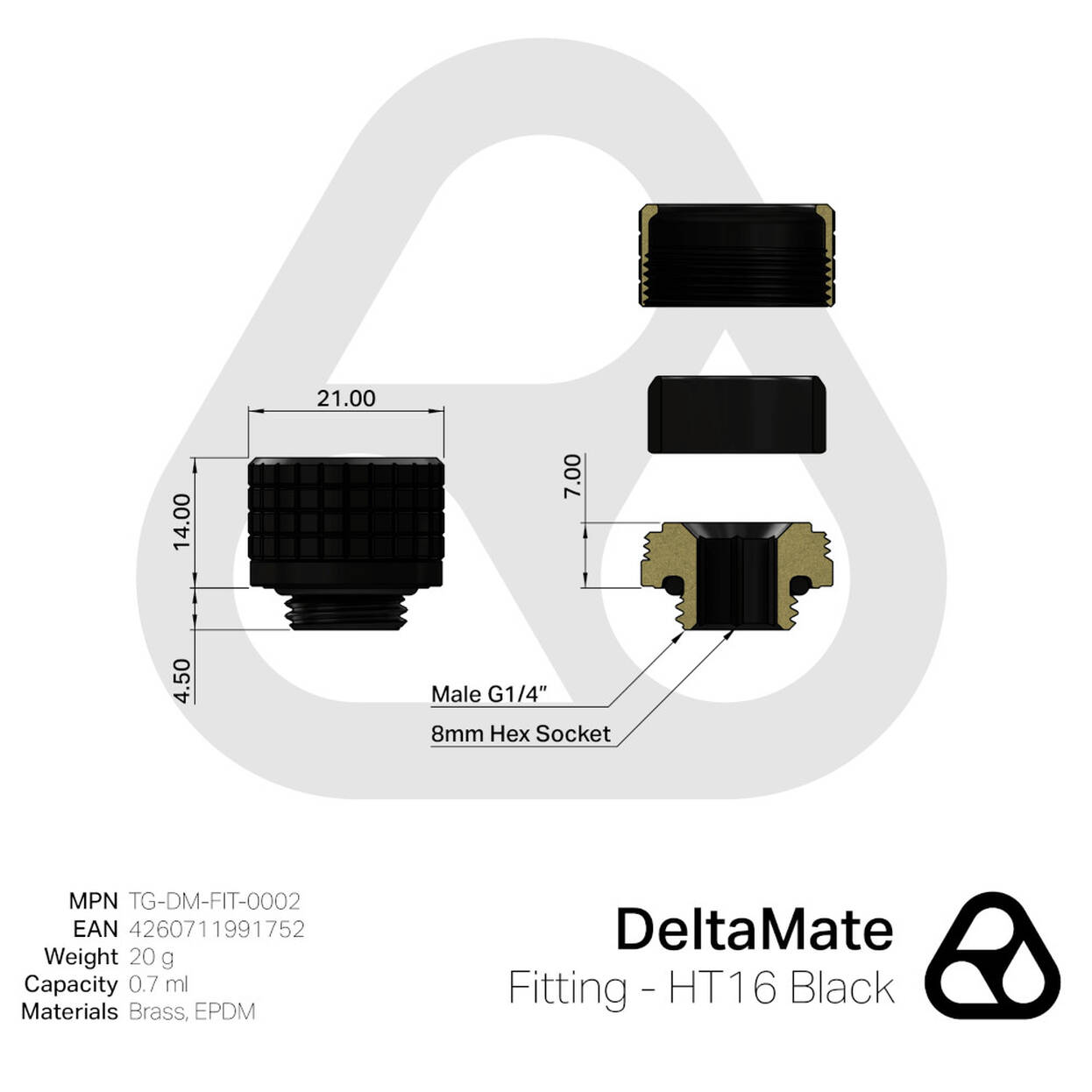Thermal Grizzly DeltaMate Fitting - HT16, black : image 3