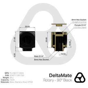 Thermal Grizzly DeltaMate Rotary - 90 degrees, black