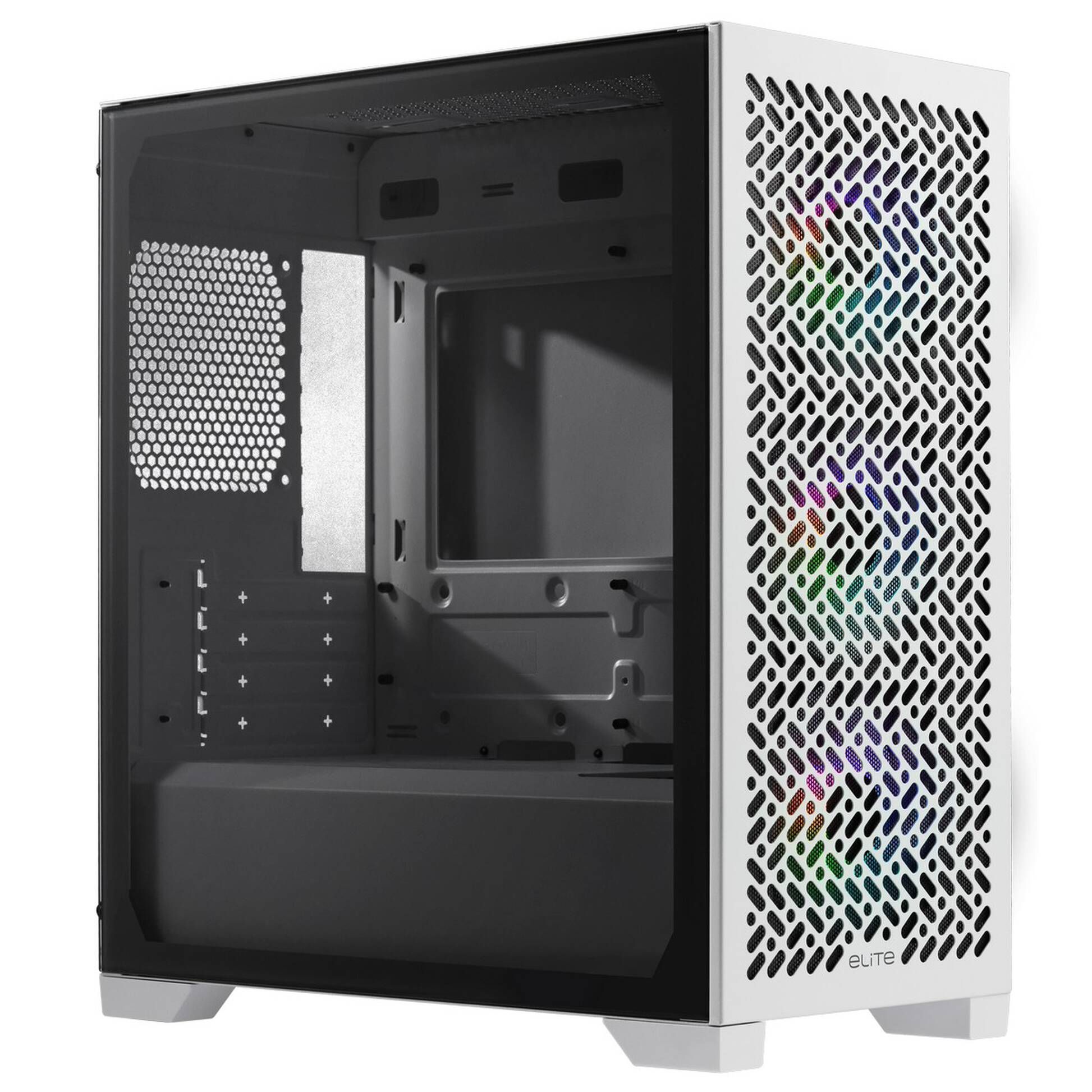 Cooler Master Elite 302 PC Case, Midi Tower, mATX, Tempered Glass - White
