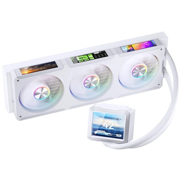Jonsbo TF3-360SCB AIO CPU Cooler with LCD, ARGB – 360mm, White