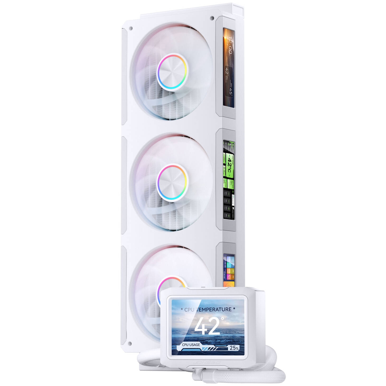 Jonsbo TF3-360SCB AIO CPU Cooler with LCD, ARGB - 360mm, White
