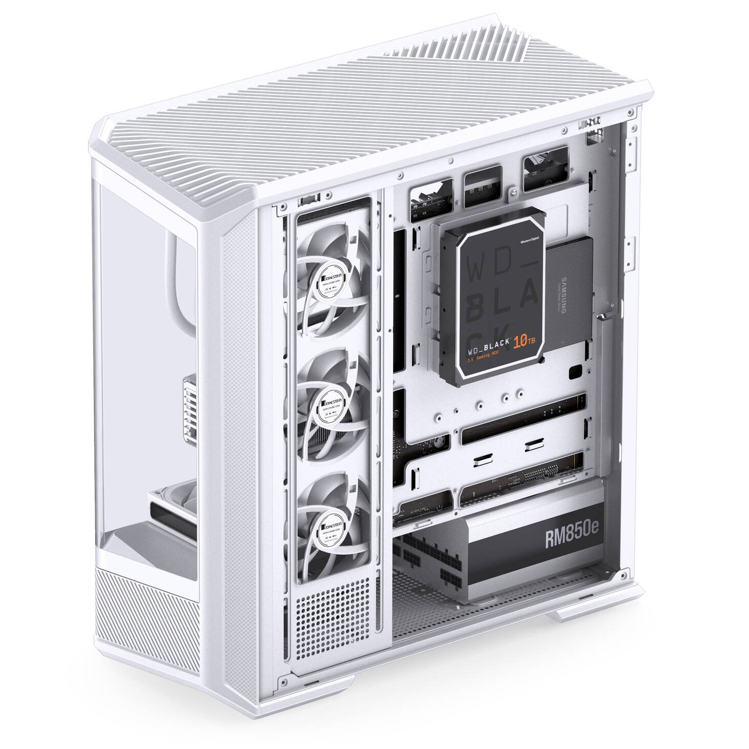 Jonsplus (Jonsbo) D400 PC Case, Midi Tower, ATX, Tempered Glass - White : image 8