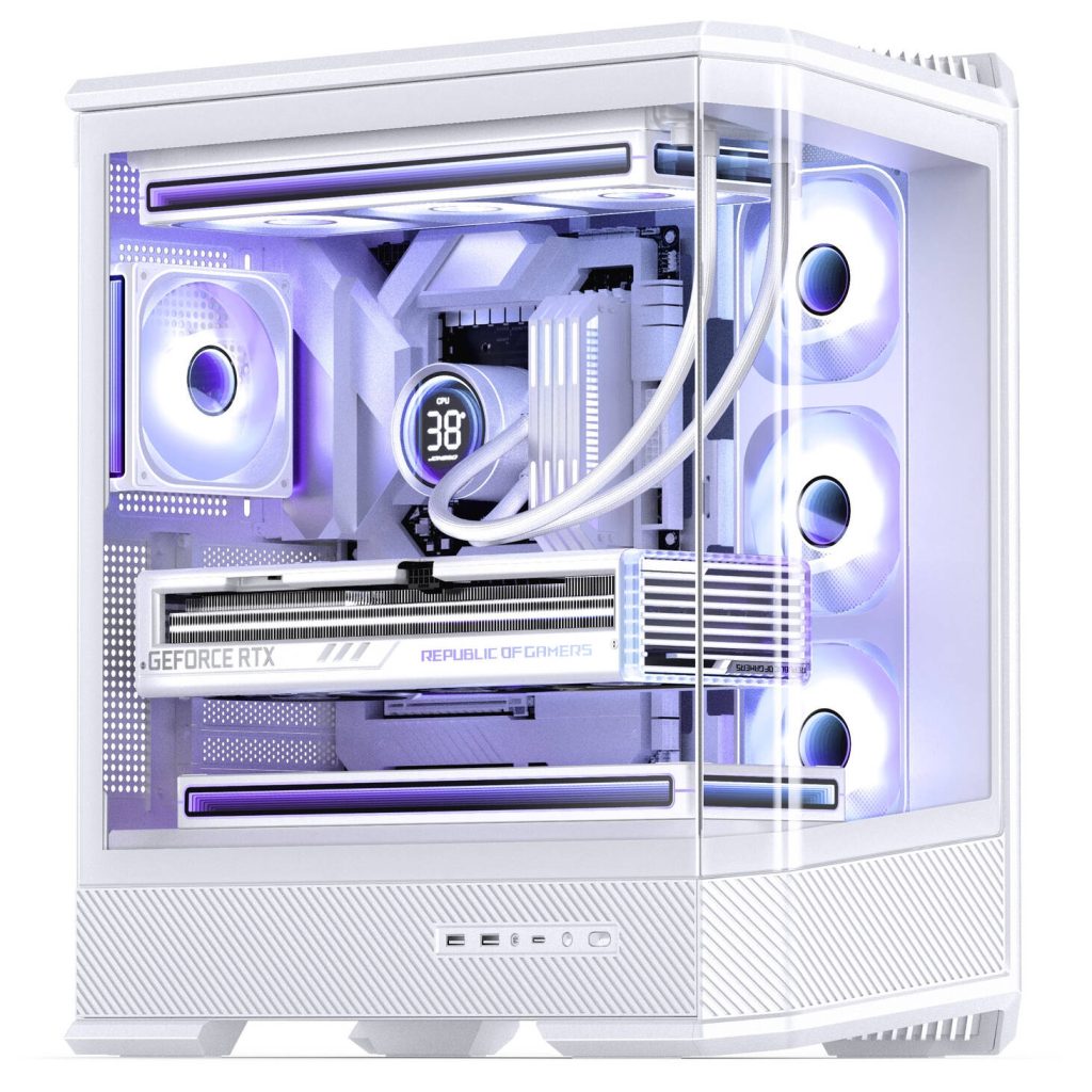 Jonsplus (Jonsbo) D400 PC Case, Midi Tower, ATX, Tempered Glass - White : image 6