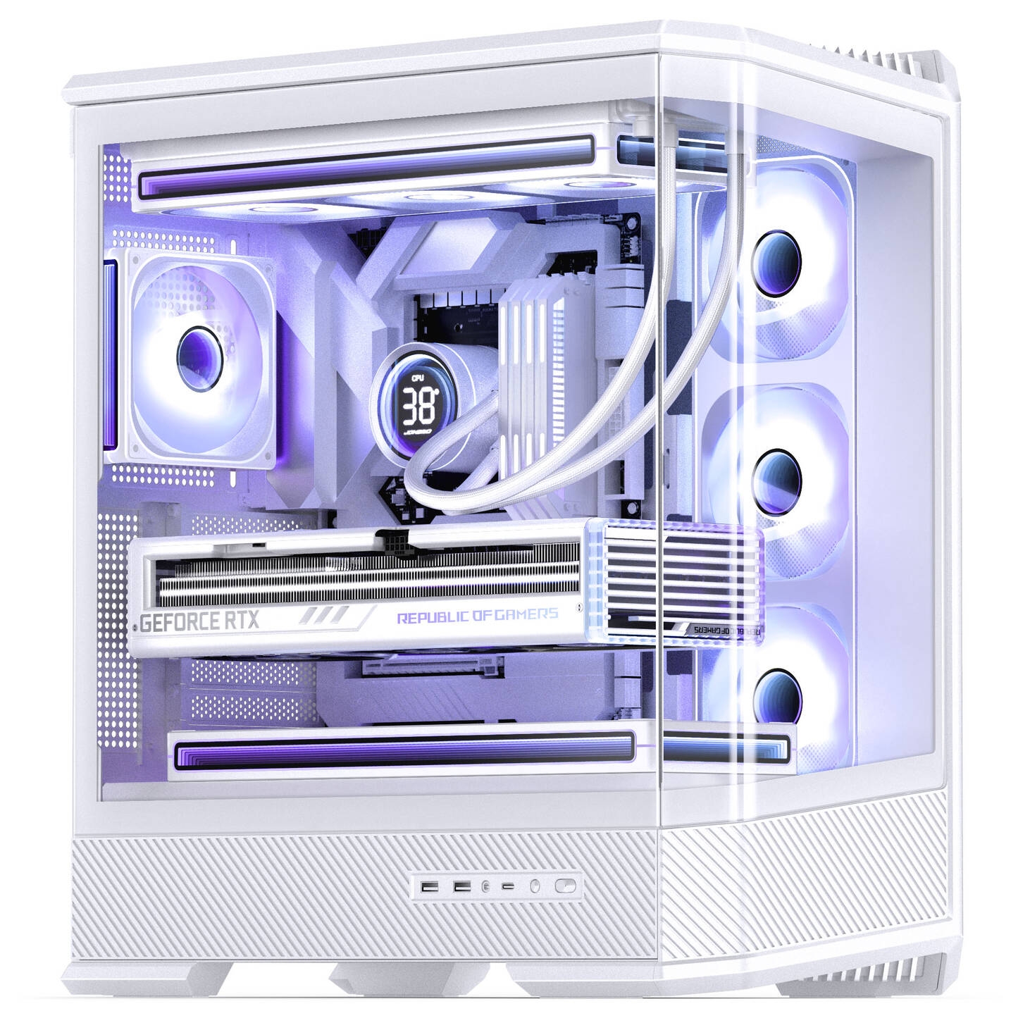 Jonsplus (Jonsbo) D400 PC Case, Midi Tower, ATX, Tempered Glass - White : image 6