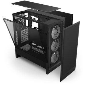 NZXT H5 Flow RGB PC Case, Mid Tower, ATX, RGB, Tempered Glass - Black