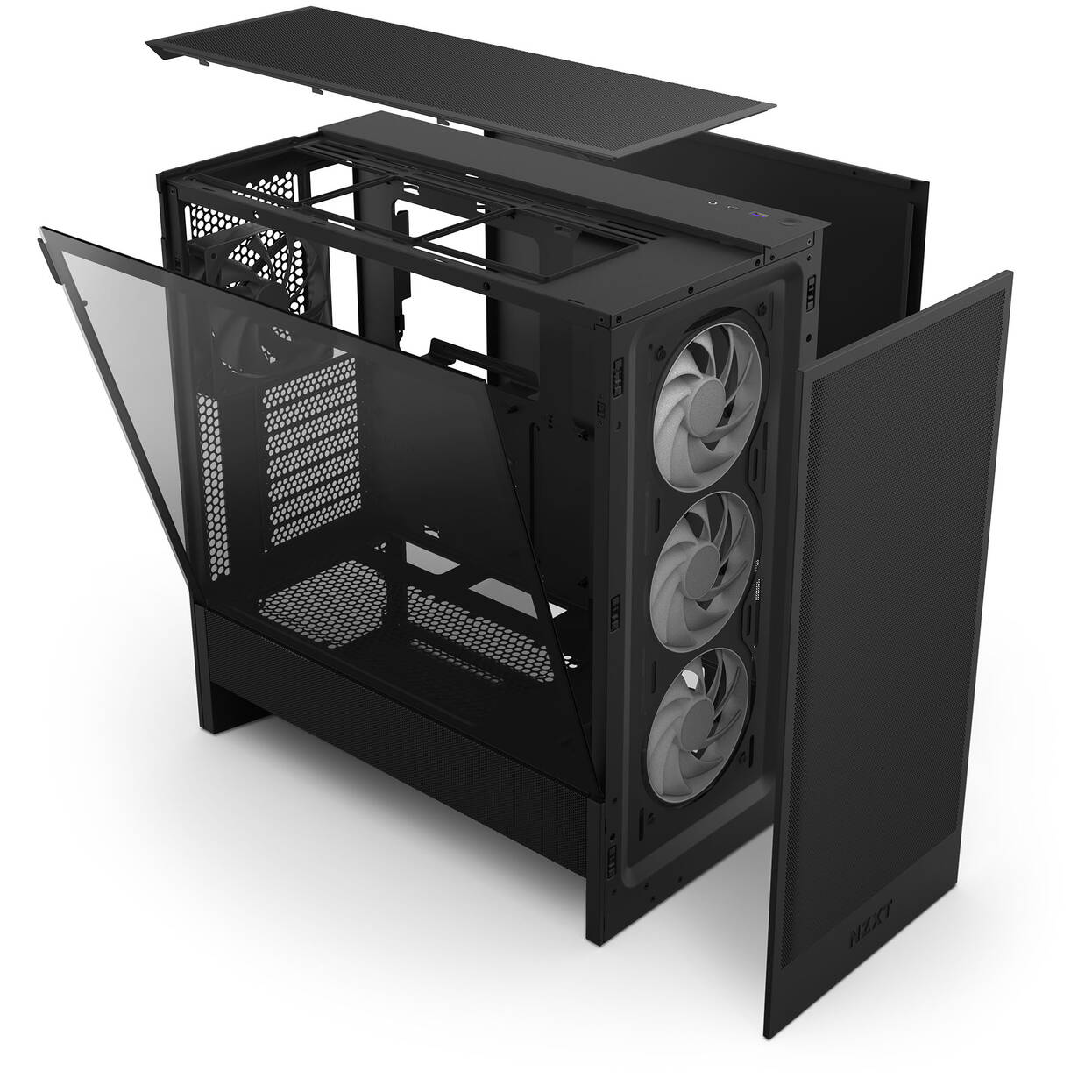 NZXT H5 Flow RGB PC Case, Mid Tower, ATX, RGB, Tempered Glass - Black
