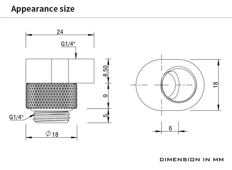 Barrow G1/4 Male to G1/4 Offset Female 360 Degree Rotary Adapter - POM