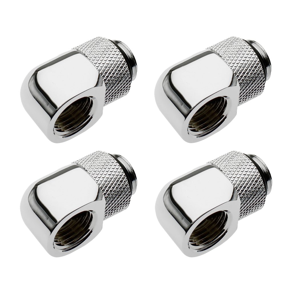 XSPC G1/4, 90 Degree Classic Rotary Fitting - Chrome (4 Pack)