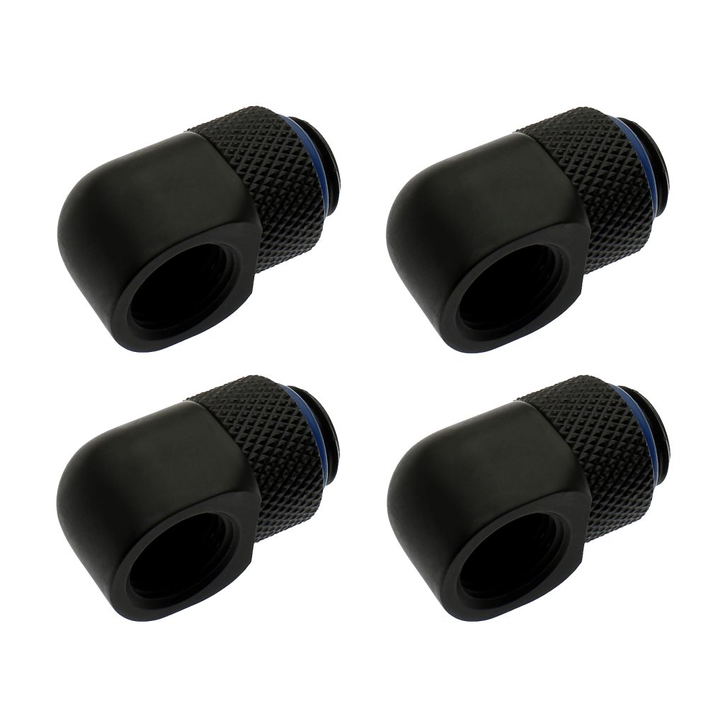 XSPC G1/4, 90 Degree Classic Rotary Fitting - Matte Black (4 Pack)