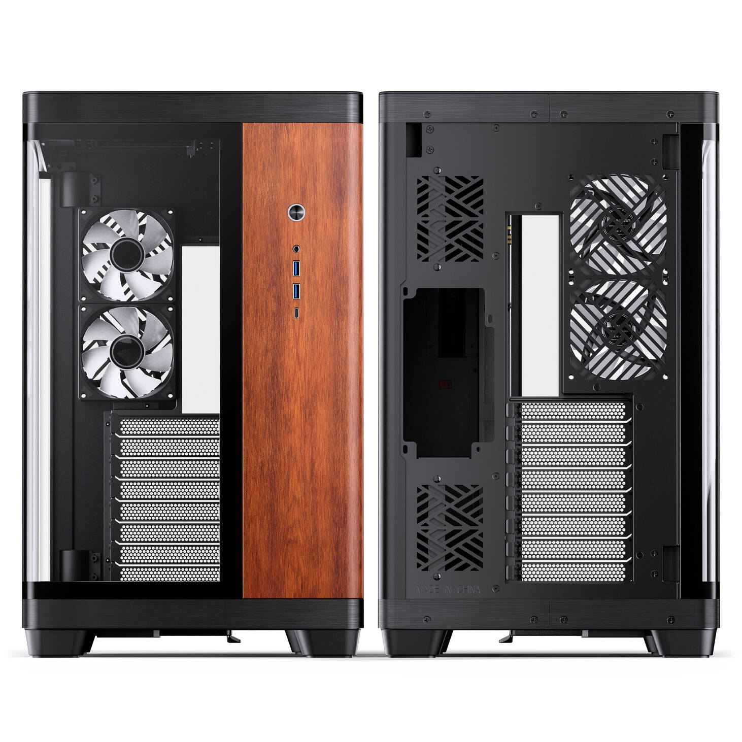 JONSBO TK-4 Wood PC Case, Mid Tower, ATX, Tempered Glass - black