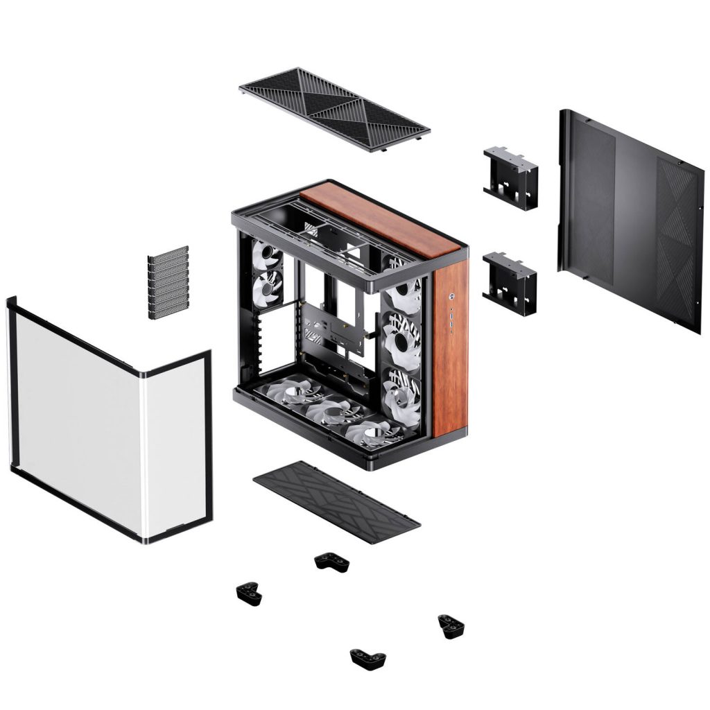 JONSBO TK-4 Wood PC Case, Mid Tower, ATX, Tempered Glass - black