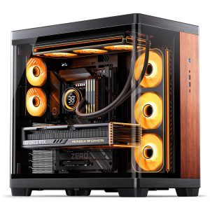 JONSBO TK-4 Wood PC Case, Mid Tower, ATX, Tempered Glass - black