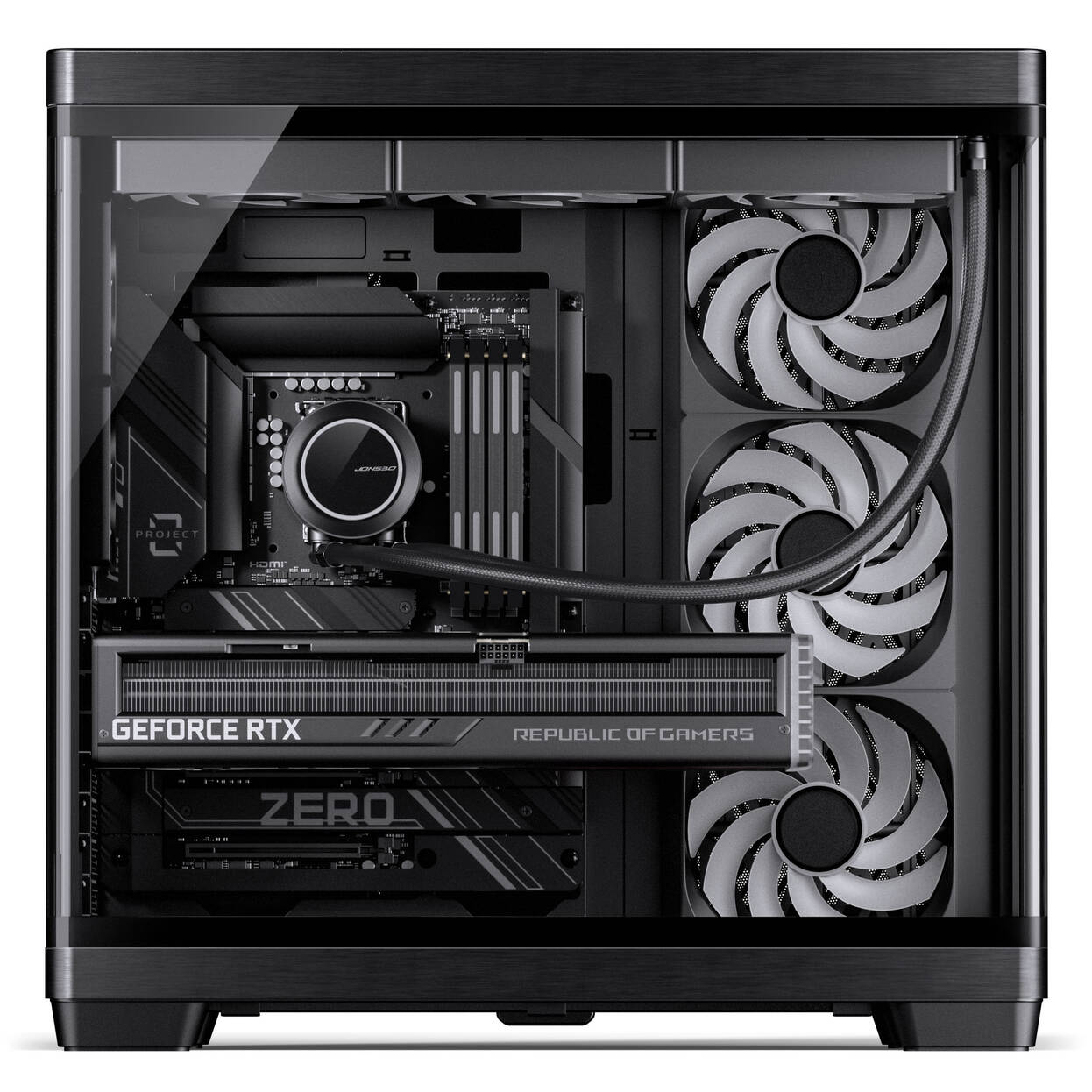 JONSBO TK-4 Wood PC Case, Mid Tower, ATX, Tempered Glass - black