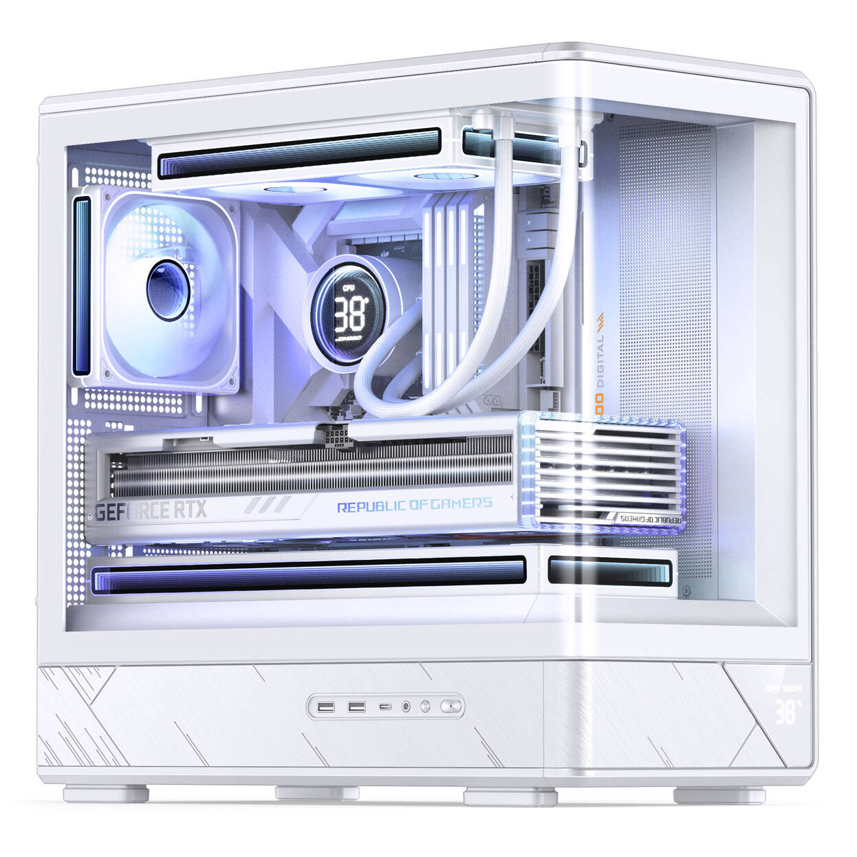 Jonsbo D200 PC Case, Mini Tower, mATX, Tempered Glass - white