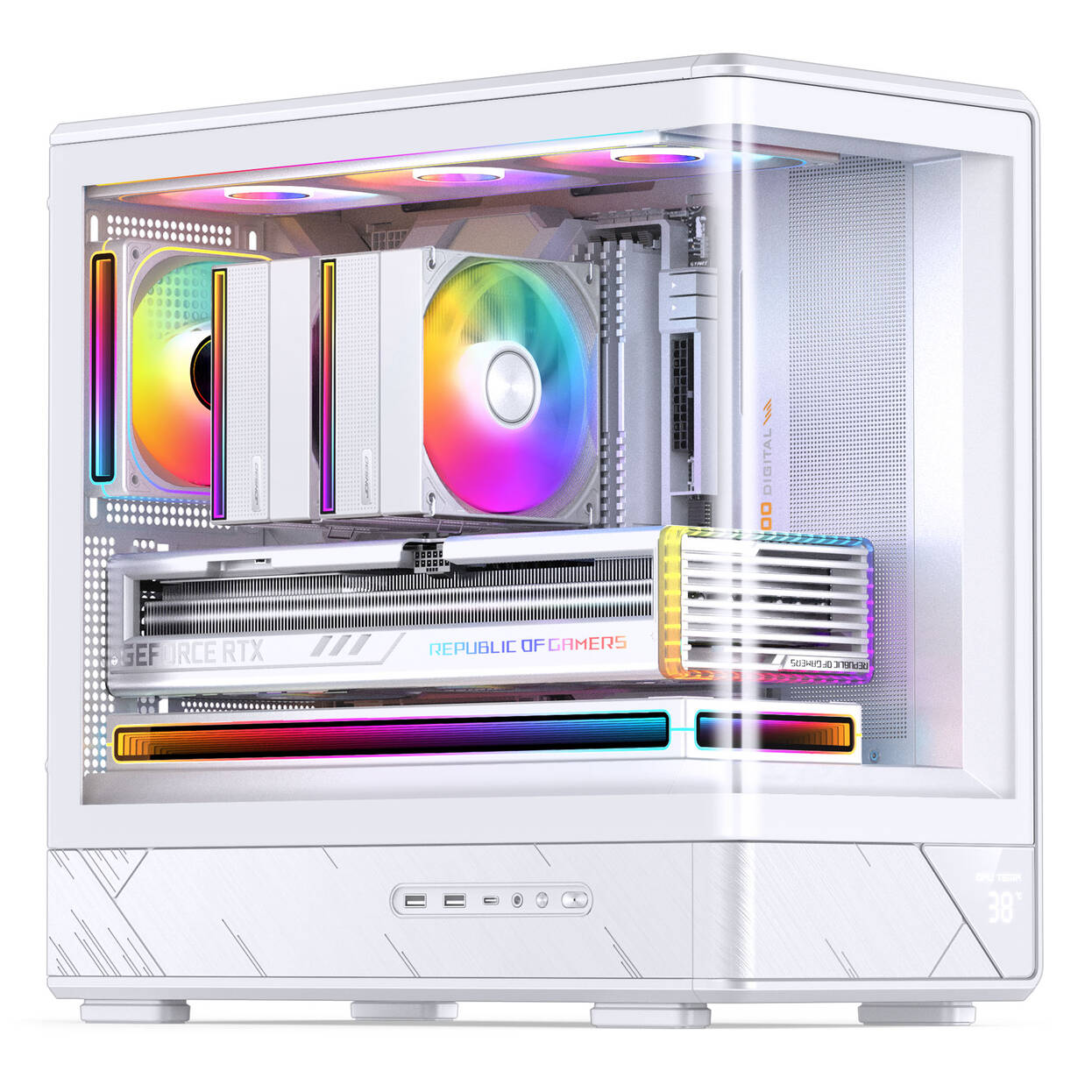 Jonsbo D200 PC Case, Mini Tower, mATX, Tempered Glass - white