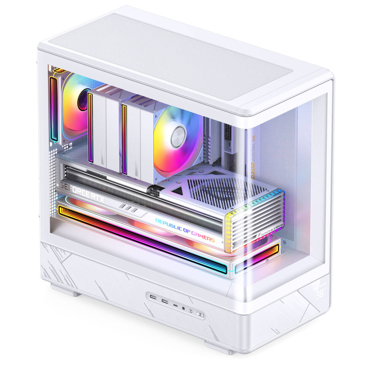 Jonsbo D200 PC Case, Mini Tower, mATX, Tempered Glass - white
