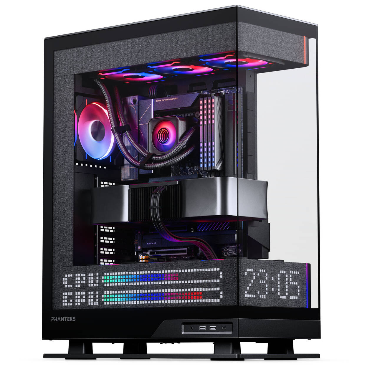 Phanteks Evolv X2 Matrix PC Case, Mid-Tower, E-ATX, Tempered Glass, Matrix LED - Black
