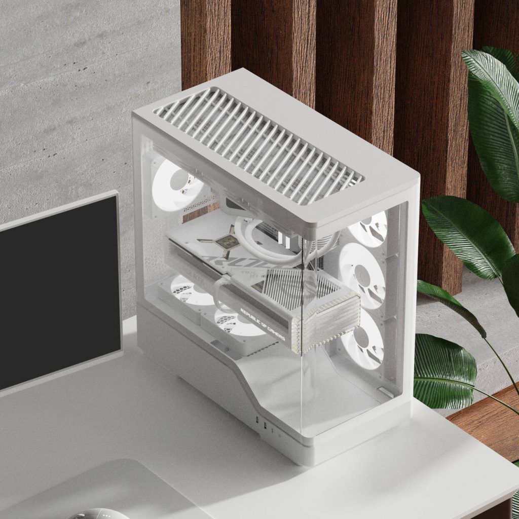 Aerocool P500A PC Case, Mid-Tower, ATX, Tempered Glass, RGB - White
