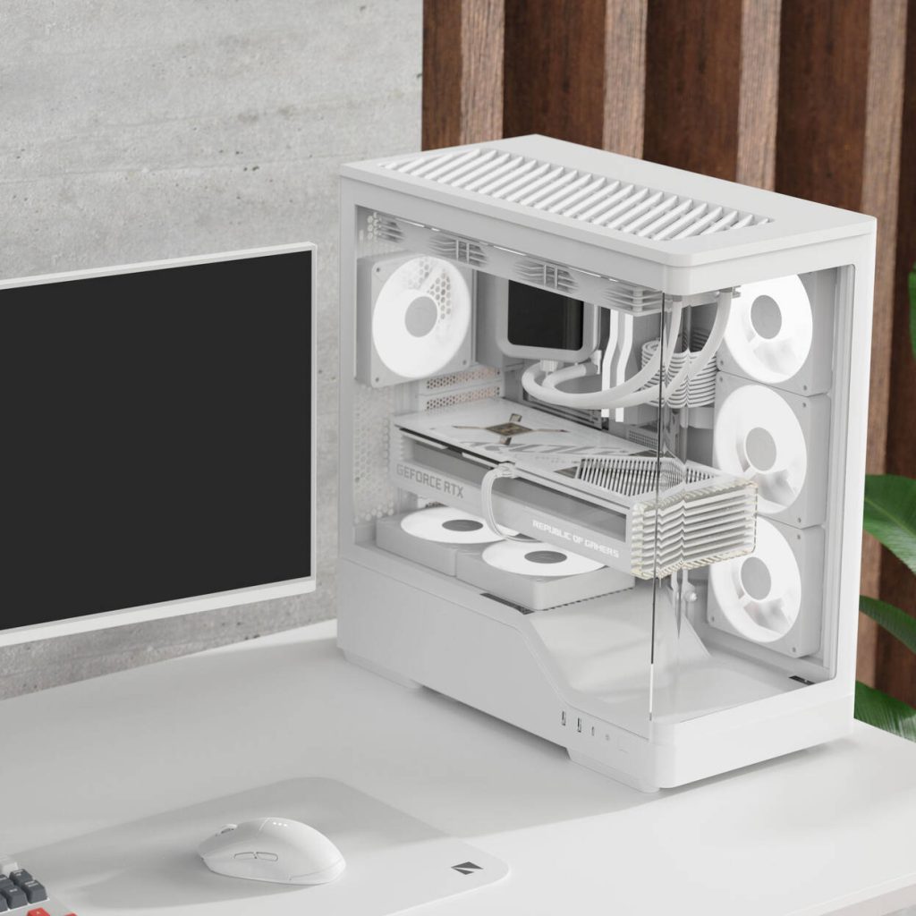 Aerocool P500A PC Case, Mid-Tower, ATX, Tempered Glass, RGB - White