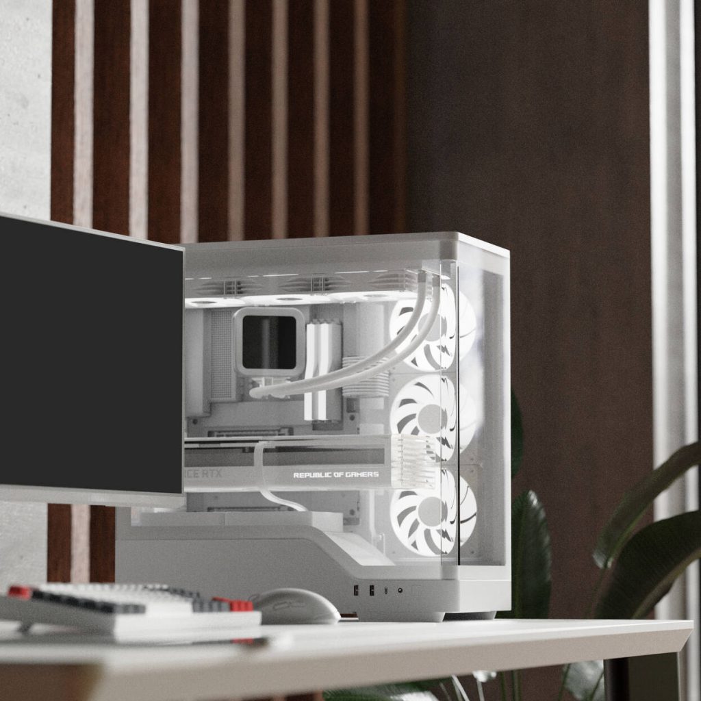 Aerocool P500A PC Case, Mid-Tower, ATX, Tempered Glass, RGB - White