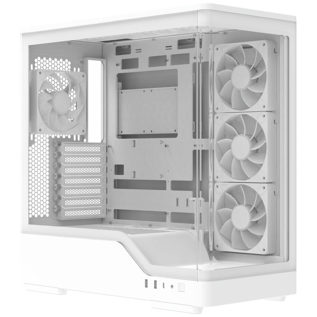 Aerocool P500A PC Case, Mid-Tower, ATX, Tempered Glass, RGB - White