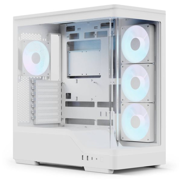 Aerocool P500A PC Case, Mid-Tower, ATX, Tempered Glass, RGB – White