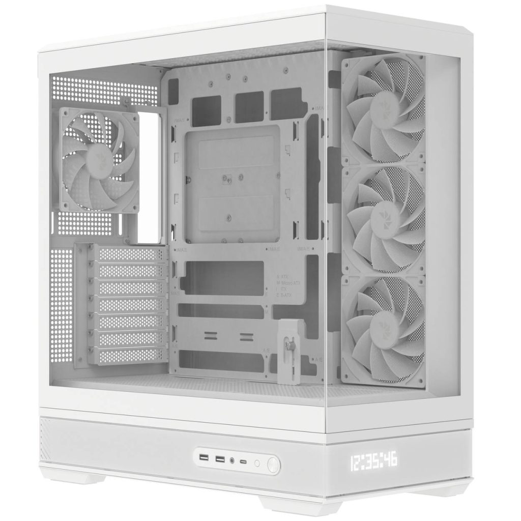 Aerocool P500B PC Case, Mid Tower, ATX, Tempered Glass, RGB - White