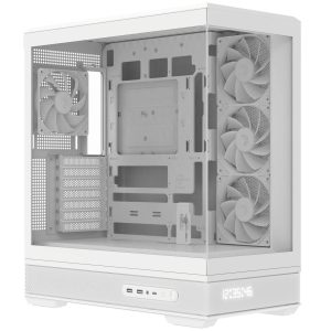 Aerocool P500B PC Case, Mid Tower, ATX, Tempered Glass, RGB - White