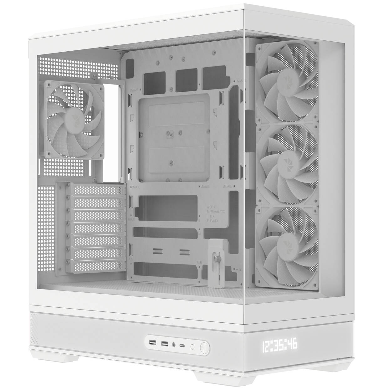 Aerocool P500B PC Case, Mid Tower, ATX, Tempered Glass, RGB - White