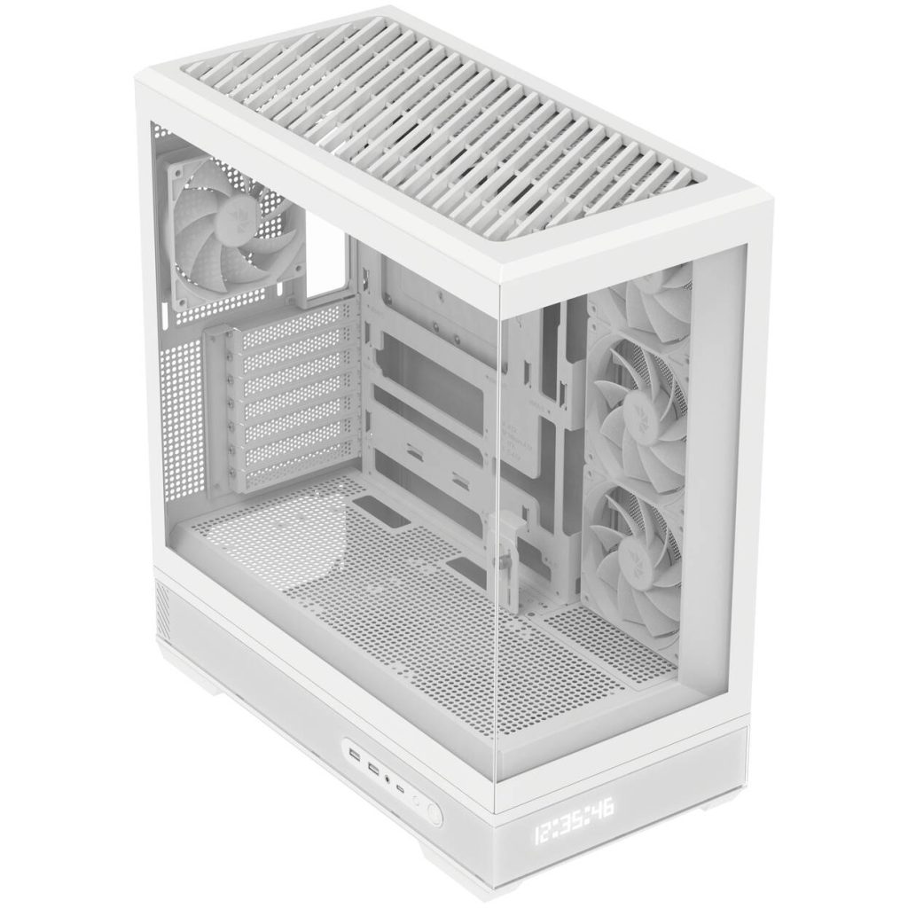 Aerocool P500B PC Case, Mid Tower, ATX, Tempered Glass, RGB - White