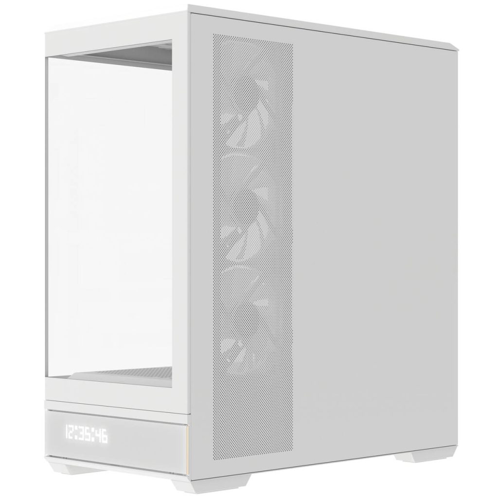 Aerocool P500B PC Case, Mid Tower, ATX, Tempered Glass, RGB - White
