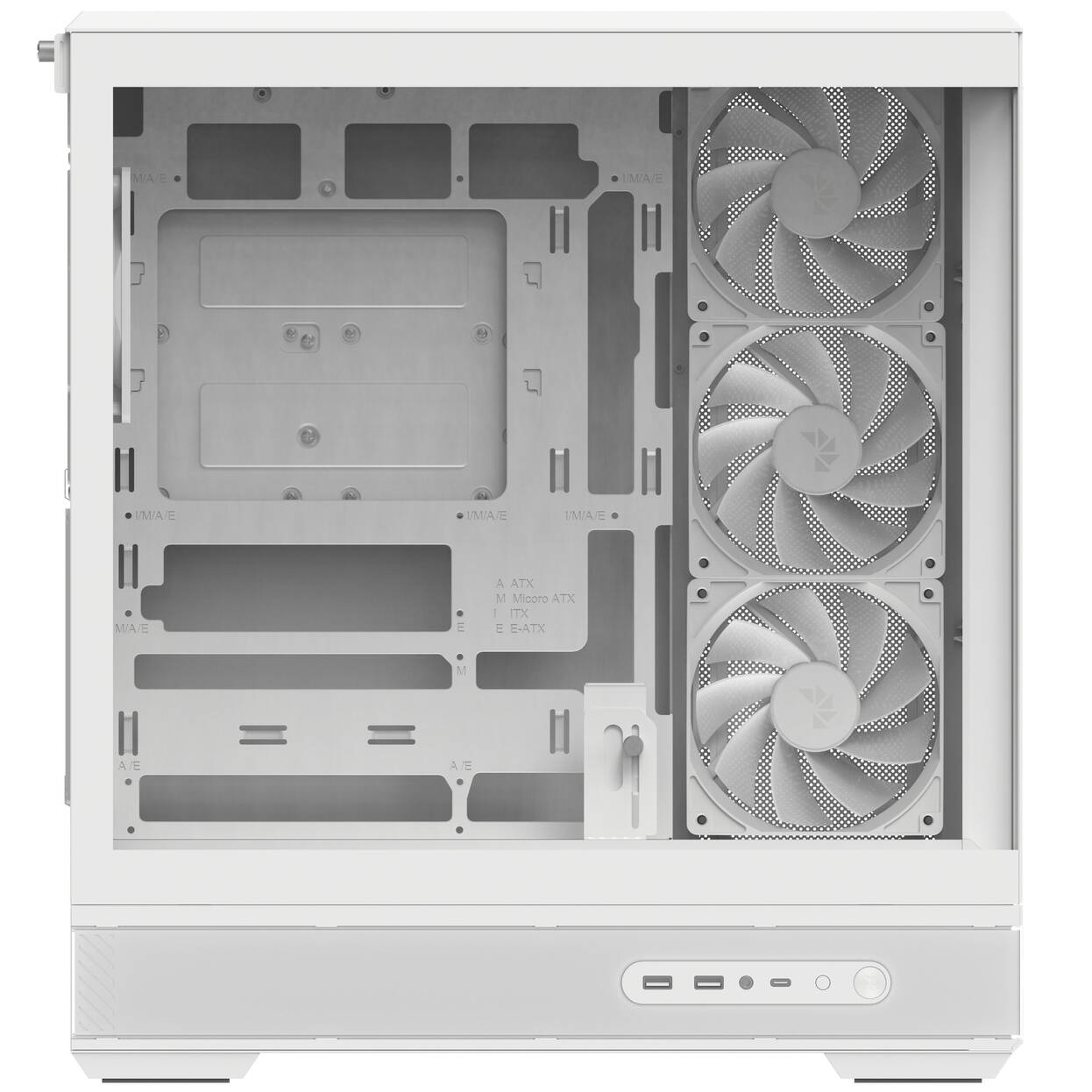 Aerocool P500B PC Case, Mid Tower, ATX, Tempered Glass, RGB - White