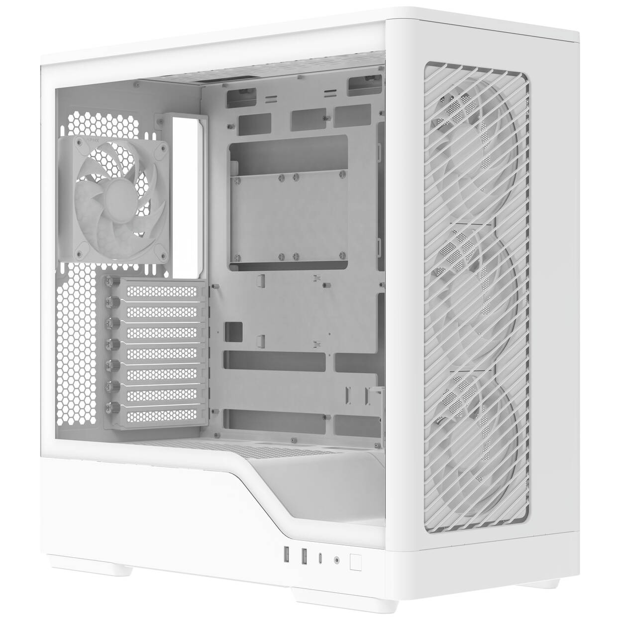 Aerocool D520A PC Case, Mid Tower, ATX, Tempered Glass, RGB - White