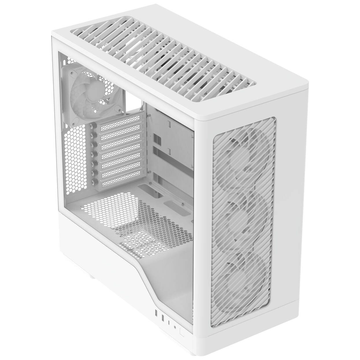 Aerocool D520A PC Case, Mid Tower, ATX, Tempered Glass, RGB - White