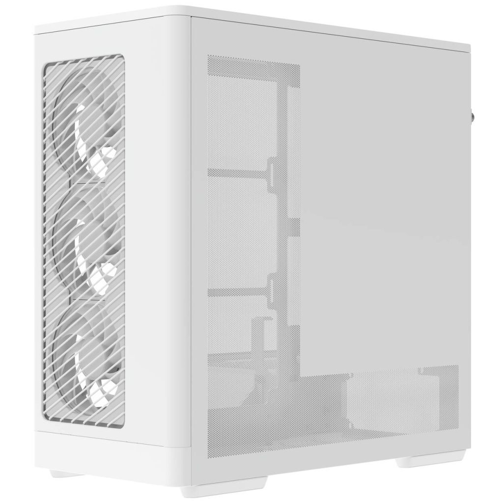 Aerocool D520A PC Case, Mid Tower, ATX, Tempered Glass, RGB - White