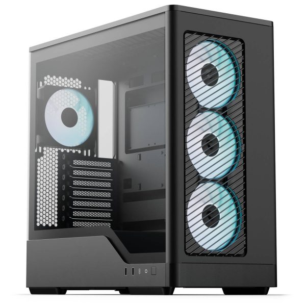 Aerocool D520A PC Case, Mid Tower, ATX, Tempered Glass, RGB – Black