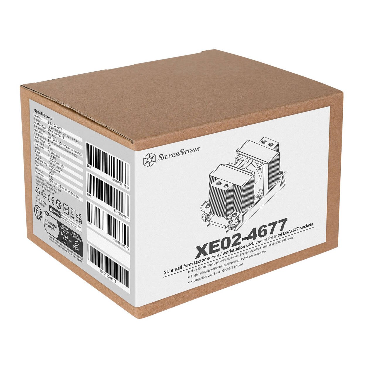 SilverStone SST-XE02-4677B CPU cooler, LGA 4677, SFF/Workstation - silver