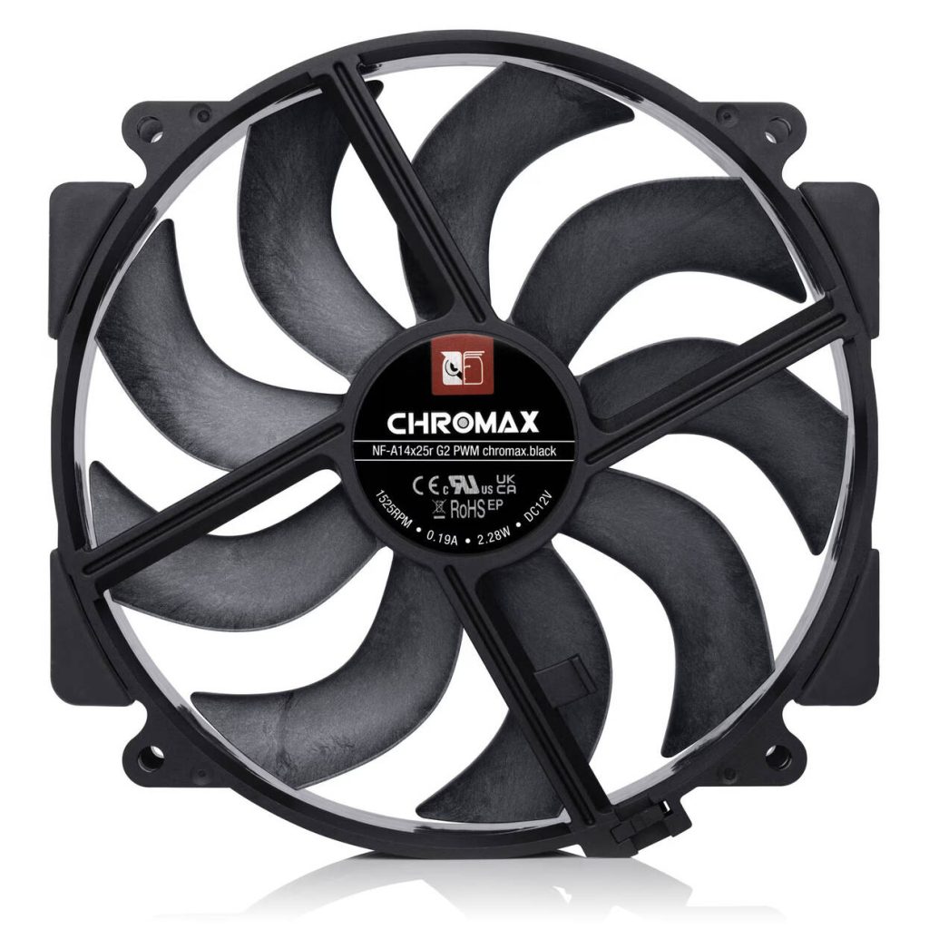 Noctua NF-A14X25r G2 PWM chromax.black fan, LCP - black, 140mm