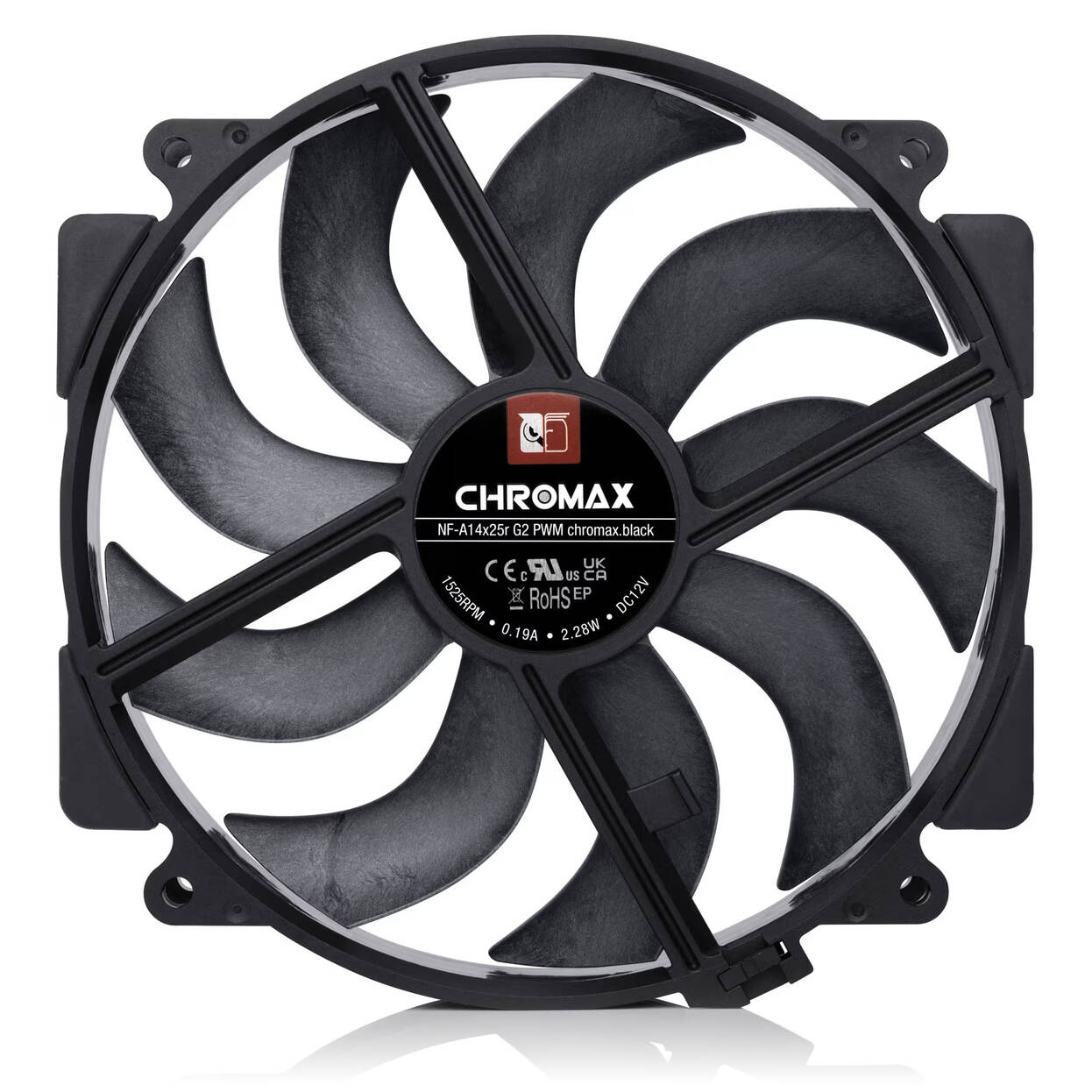 Noctua NF-A14X25r G2 PWM chromax.black fan, LCP - black, 140mm