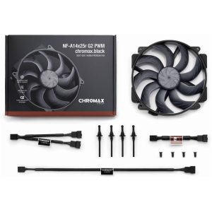 Noctua NF-A14X25r G2 PWM chromax.black fan, LCP - black, 140mm