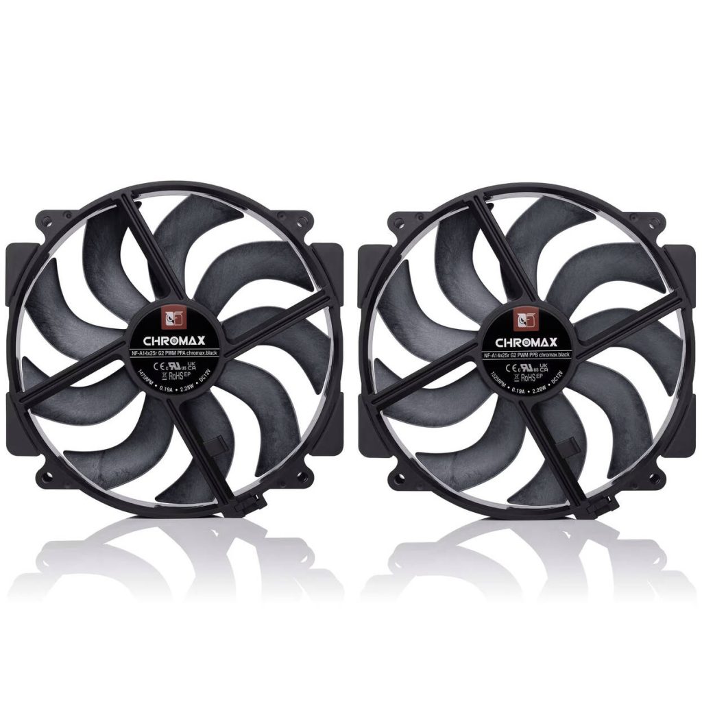 Noctua NF-A14X25r G2 PWM Sx2-PP chromax.black fan, LCP - black, 140mm, 2-pack
