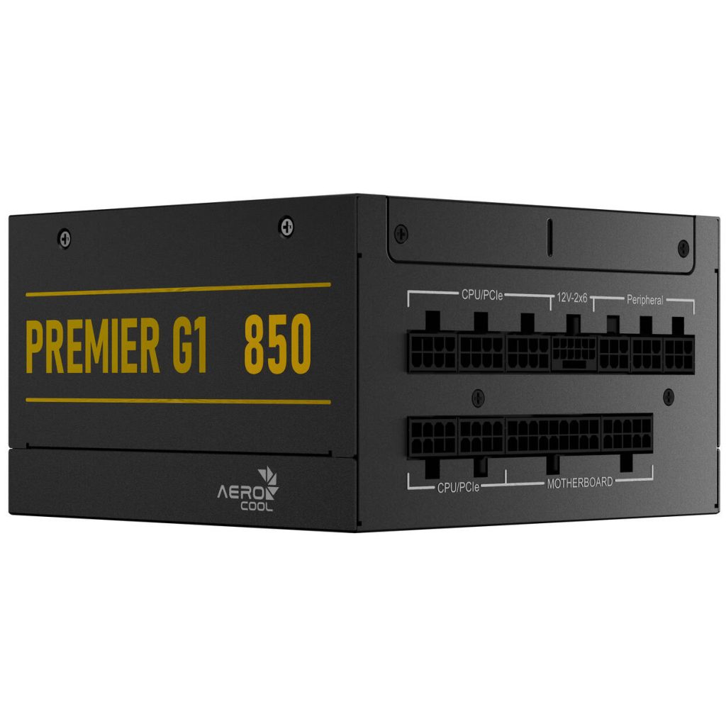 AeroCool Premier G1 80 PLUS Gold Power Supply, PCIe 5.1, ATX 3.1 - 850 Watt, Black